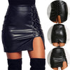 Leather skirt high Wrap hip hop skirt black plus size