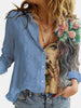 Turn-Down Collar Blouse Shirt Autumn Floral Print Vintage Loose Button Top