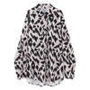 Two Piece Set Leopard Loose Tops Women Shirt Draped Skirt Autumn Fashion