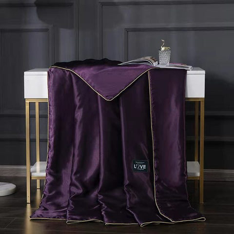 Luxury Emulation Silk Quilted High End Spring Summer Satin Thin Comforter