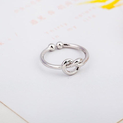 Gold Silver Black Heart Open Rings Hollow Knot Ring Women Fashion Midi Knuckle Mid Finger Jewelry Adjustable Accessories
