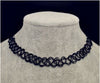 Fishing Line weave tattoo choker necklace gift for women lovers' black choker necklace vintage Resin Silver coated Pendant