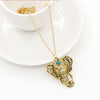 Antique Elephant Necklaces Pendants Ethnic Blue Beads Choker Long Link Chain Gold Color Silver Statement Charm Women Jewelry