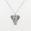 Antique Elephant Necklaces Pendants Ethnic Blue Beads Choker Long Link Chain Gold Color Silver Statement Charm Women Jewelry