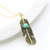 Bohemian Feather Tassel Necklace Leaf Statement Charm Chain