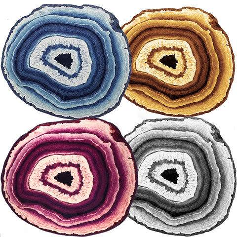 Country Style Multisize Tree Rings Wood Carpet and Rug Stripe Purple Blue Lake Living Room Rugs Kids Play Area Rug 3 Feet/4 Feet