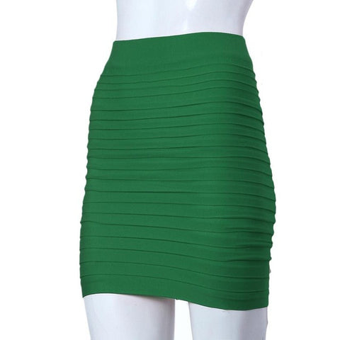 Solid Elastic Pleated Package Hip Skirt