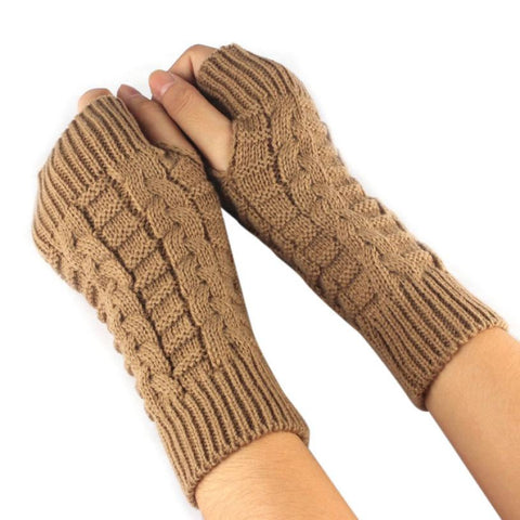 Mittens women fashion watch Knitted Arm Fingerless Mitten For Winter Gloves Female Soft Warm Mitten Guantes de invierno #LYW
