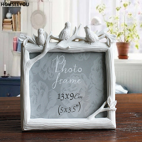 Retro Decoration Crafts Photo Frame Creative Resin Bird and Tree Picture Frame Vintage Photo Frame Wedding Home Decor Ornaments