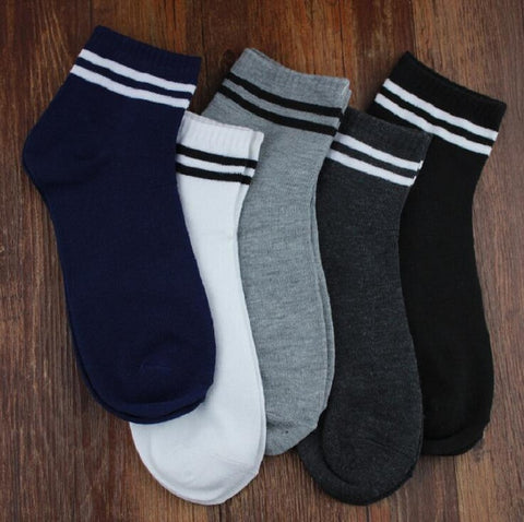 socks ankle cotton strip blue black white