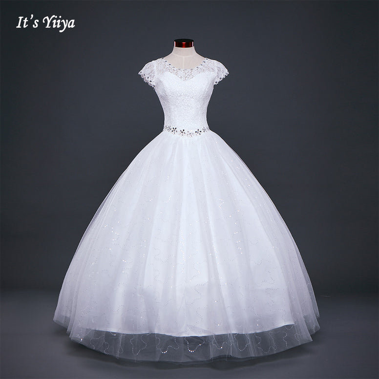 White or Red Cheap Lace Wedding Dress Princess Wedding Frocks