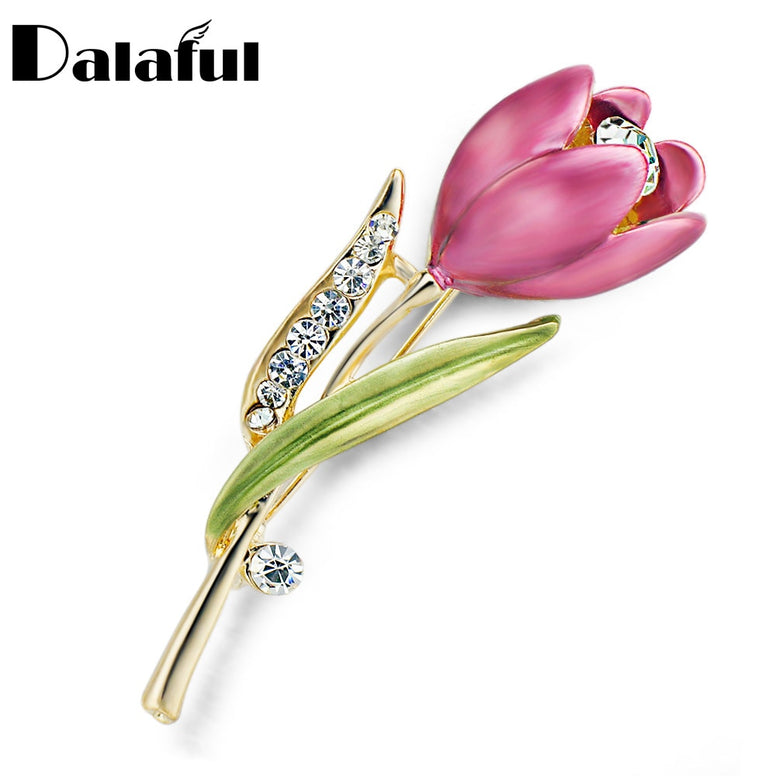 Elegant Tulip Flower Brooch Pin  Crystal Costume Jewelry Clothes Accessories Jewelry Brooches For Wedding Z014