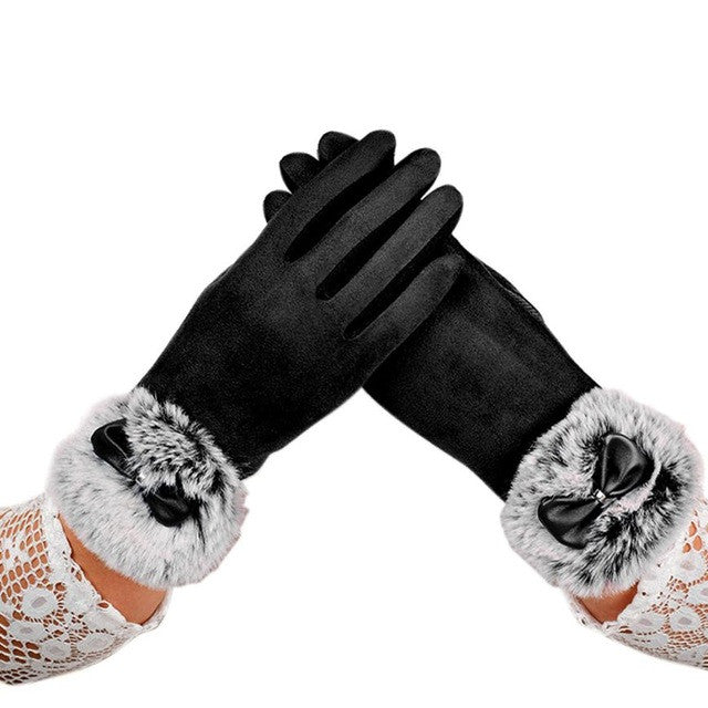 FEITONG Women's Winter Rabbit Fur Gloves Women Velvet Warm Glove Soft Wrist Thick Mitten Driving Full Finger Tactical Gloves#3