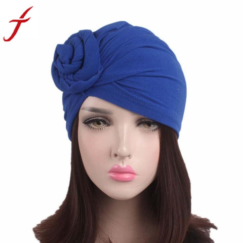 feitong Winter Hat for Women Ladies Boho Cancer Hat Beanie Scarf Turban Head Wrap Cap Elastic cotton  Solid Bonnets Hats