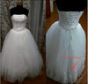Strapless Vintage Tulle Bridal Ball Gown Organza Lace bridal dress