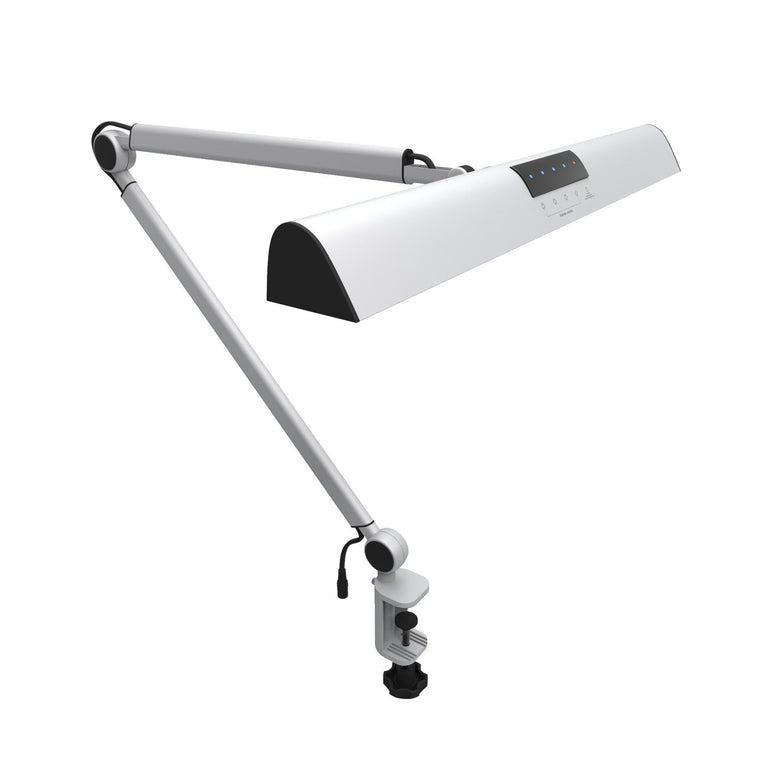 A509 LED Swing Arm Architect Desk Lamp Clamp, Touch Table Lamp for Reading Working Silver 2 Lighting Modes, 4-level Dimmable