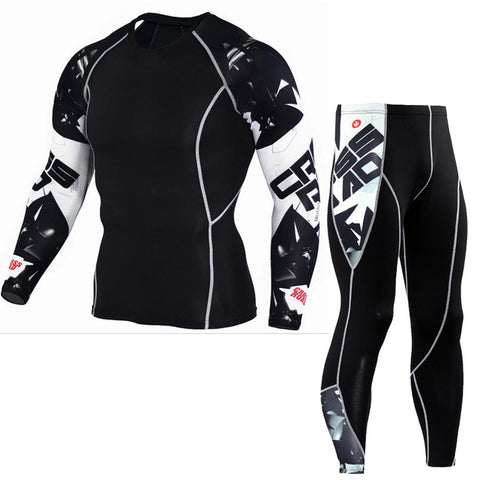 mma rashgard Long Sleeve Fitness Set Tights Men's Compression Elasticity Quick Dry Breath T-Shirt Tactical Men's T-Shirt XXXXL