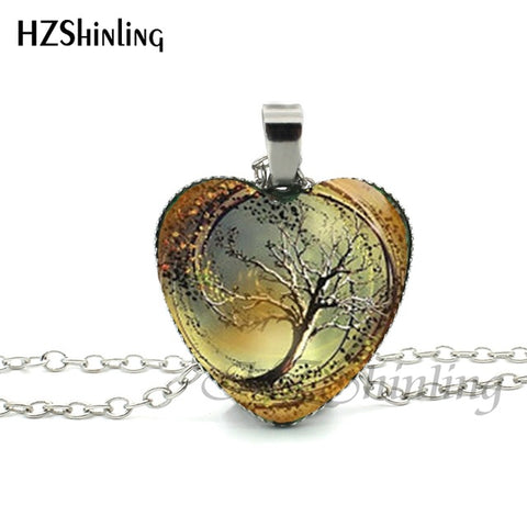 Divergent Tree Pendant Jewelry Women Heart Necklace