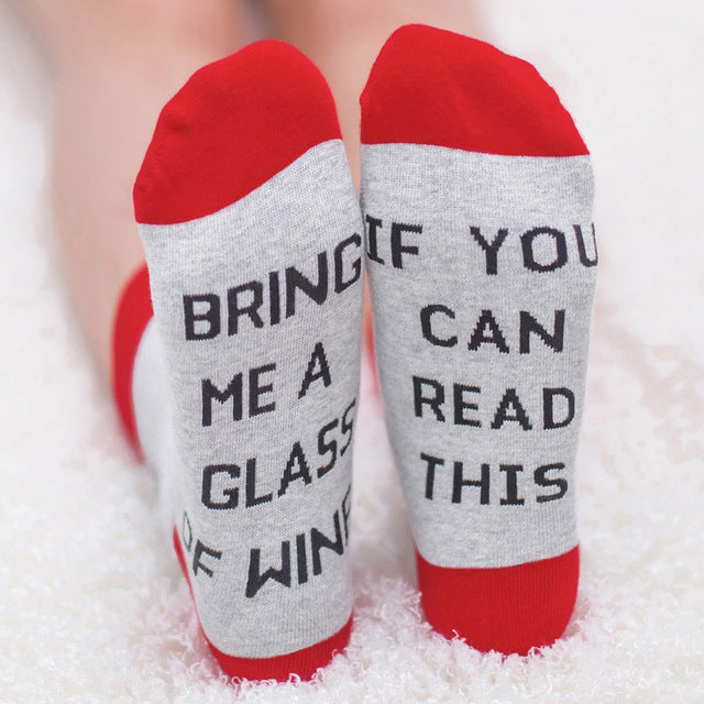 Custom Wine Socks Women Men If You Can Read This Bring Me a Glass of Wine Funny Socks,Gift Spring Winter Socks Drop Shipping