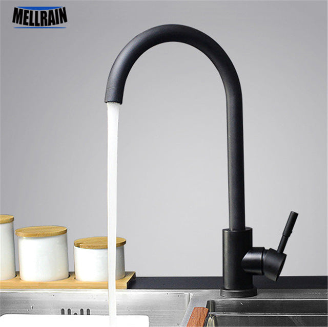 Black and white color 304 stainless steel kitchen faucet mixer dual sink rotation kitchen water tap