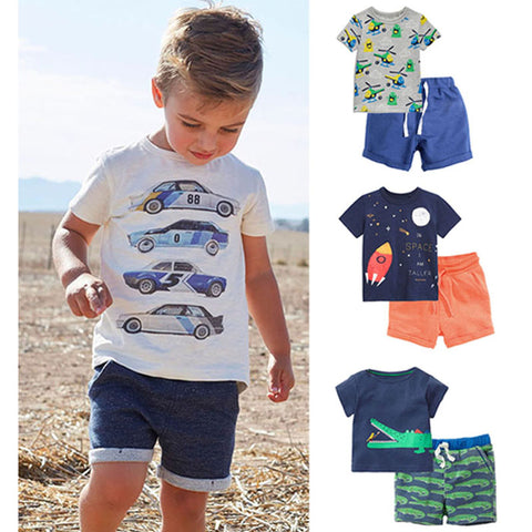 New 2018 Baby Boys Clothing Set Quality 100% Cotton Toddler Kids Clothes Short Sleeve Baby Boy Clothes Set Children Suit Outwear