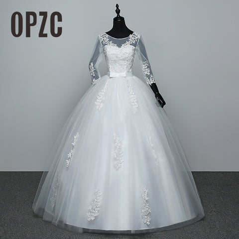 100% Real Photo Red White Three Quarter Sleeve Ball Gown