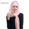 islamic head wraps soft long muslim lace flower cotton plain hijab scarf