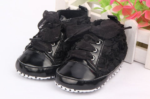 Kid Shoes with 3 Colors Soft bottom 3 sizes Kids Rose Flower Soft Sole Shoes YYT134-YYT137