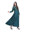Elegant Women's Muslim Abaya Dress O-Neck Long Sleeve Floor-Length Dresses