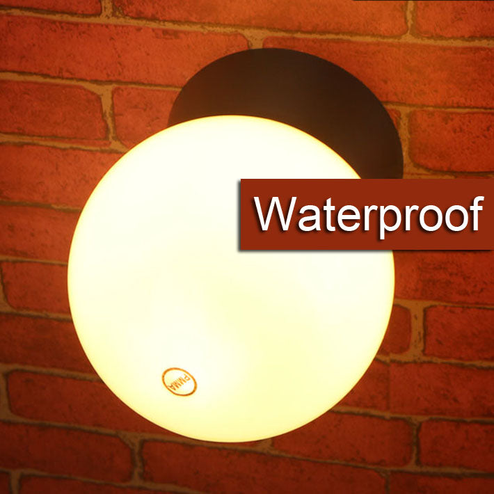 waterproof bathroom indoor outdoor wall lamp sphere wall sconce white black Modern PC PMMA round ball outdoor wall light