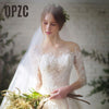 Three Quarter Sleeve O-Neck Elegant Plus size Vestido De Noiva Bride Q