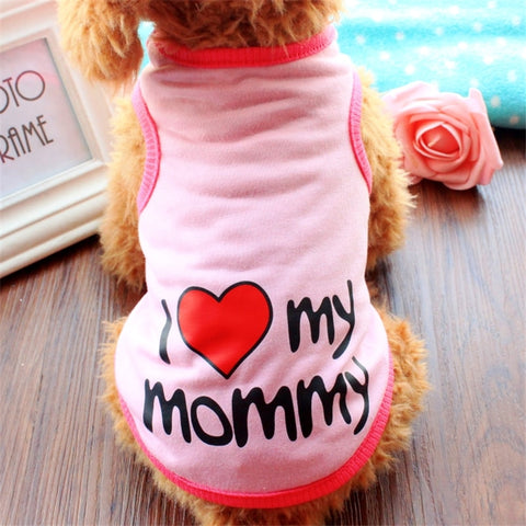 I Love Mommy Pet Dog Clothes Summer T-shirt