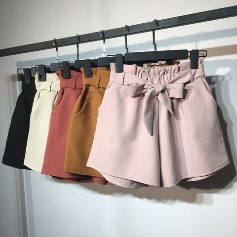 2018 New Summer Autumn Fashion Elastic Sashes High Waist Shorts