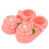 Baby Knitted Girls Shoes Crochet Flower Baby Slippers Shoe Pink