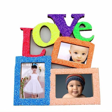 DIY Kawaii Lovely Hollow Love Wooden Family Photo Picture Frame Rahmen Base White Art Home Decoration Supply On Sale