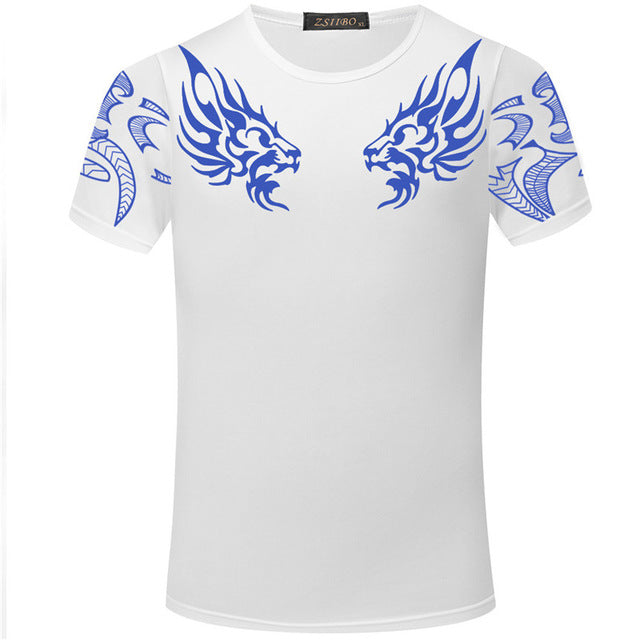 2017 Autumn new high-end men's brand t-shirt fashion Slim Dragon printing atmosphere t shirt Plus size short-sleeved TX141-R