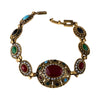Vintage Charm Turkish Multicolor Resin Crystals Antique Gold-Color Bracelet