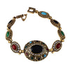 Vintage Charm Turkish Multicolor Resin Crystals Antique Gold-Color Bracelet