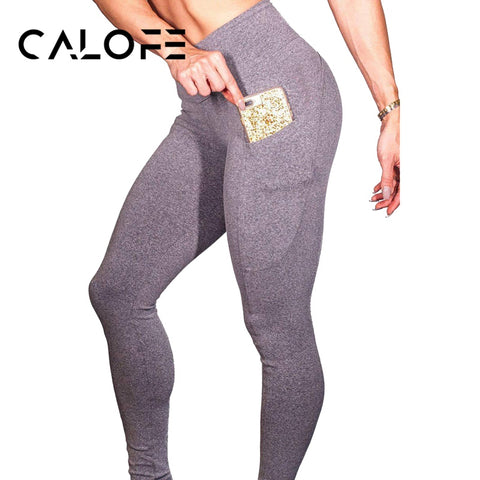 CALOFE Women Fitness Leggings Side Mobile Pocket Women Pants Sporting Elastic Slim Legging Female Pants Elastic Fitness Legging