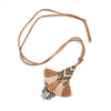 Tassel Fringe Pendant Necklace Leather Long Geometric Sweater Chain