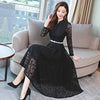 Plus Size Vintage Lace Elegant Bodycon Black Maxi Dress