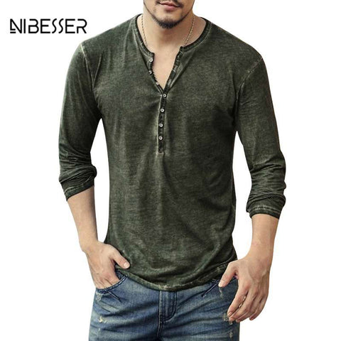 NIBESSER Men's Vintage Long Sleeve T-Shirt
