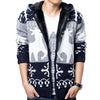 SHUJIN Winter Cardigan Jacket Men Fashion Deer Snow Print Sweater Coat Autumn Warm Thick Christmas Knitting Jumper Male Jacket