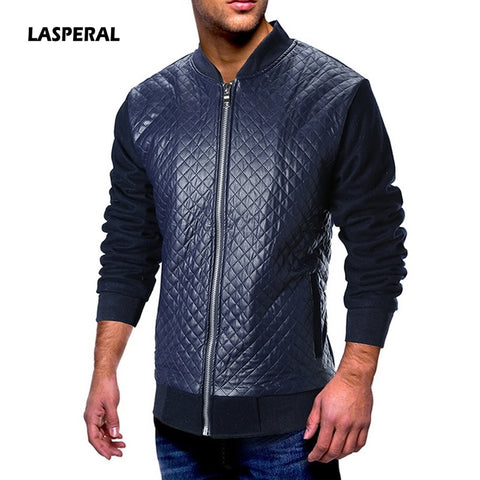 LASPERAL 2018 Autumn Winter Patchwork Men's Jackets Autumn Fashion Casual Coats Men Outerwear Stand Collar Male Clothing Fit 3XL