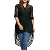 Peplum Long Sleeve High Low Lace Shirts Tunic Through Button Up Tops And Blouse