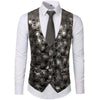 Gold Steampunk Vest Men Suit Gilet Sleeveless Slim Fit Paisley Vests For Men