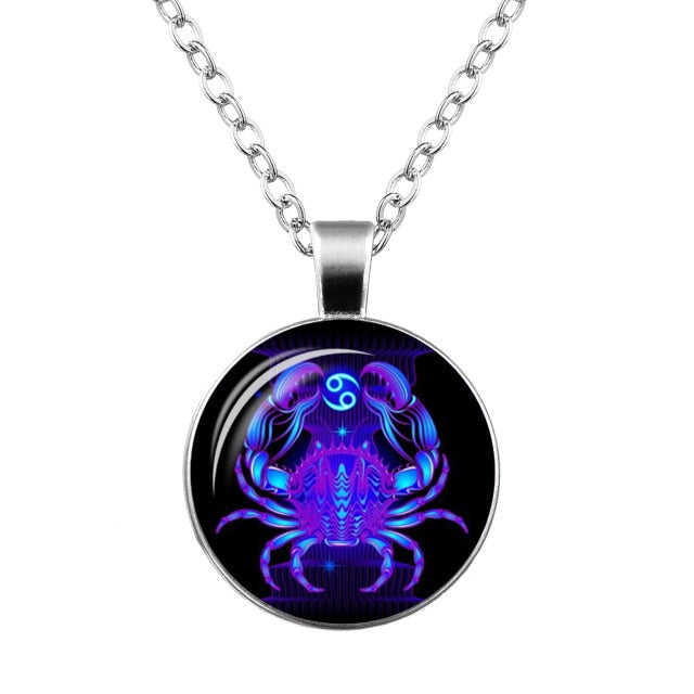 Galaxy 12 Constellation Design Zodiac Sign Horoscope Astrology Pendant Necklace