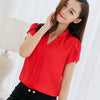 Short Sleeve Red Ladies Office Ladies Shirts Plus Size Work Top