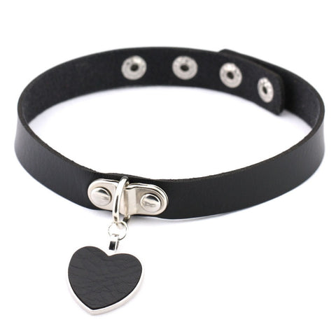 Black Heart Choker Necklaces for Women Trendy Goth choker Punk PU Leather Collar  Accessories gothic festival  jewelry