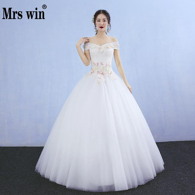 Colorful Wedding Dress 2018 New Mrs Win Sexy V-neck Ball Gown Off The Shoulder Princess Vestido De Noiva Cheap Wedding Dresses F